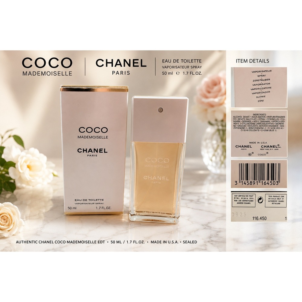 Chanel Coco Mademoiselle Eau de Toilette 50ml 1.7oz Spray Fragrance with Box